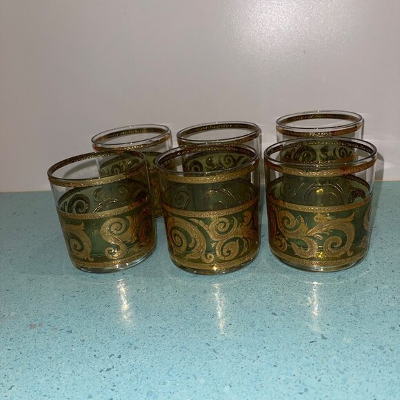 Culver Vintage Glass Tumblers Mid Century Set of 6 Toledo 22k Gold - Picture 9 of 10